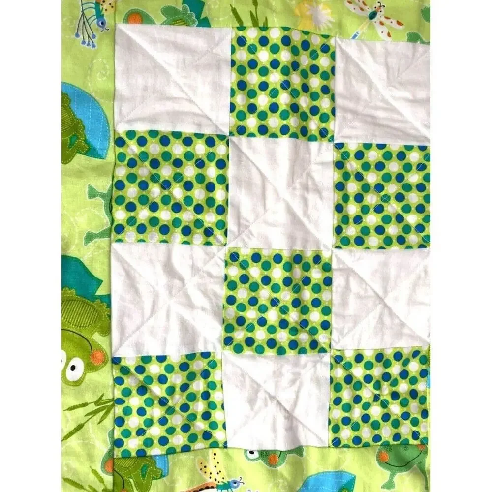 Handmade Frog Quilt Rectangle Dragonfly Wall Hanging Table Topper